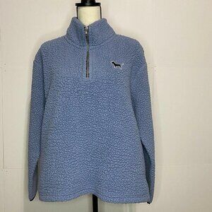 Victoria’s Secret PINK Womens Small Sherpa Blue 1/4 Zip Pullover Fuzzy